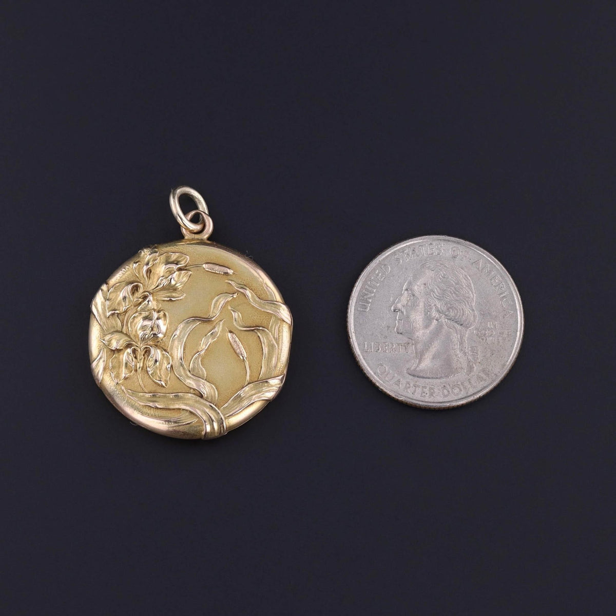 Art Nouveau Iris Locket of 10k Gold - Trademark Antiques