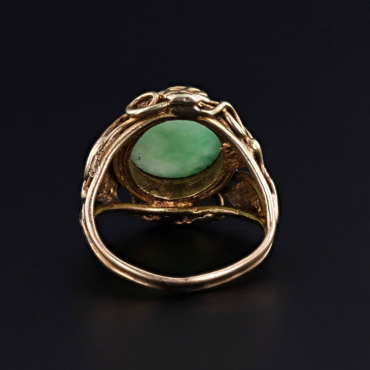 Art Nouveau Jade Ring of 14k Gold - Trademark Antiques