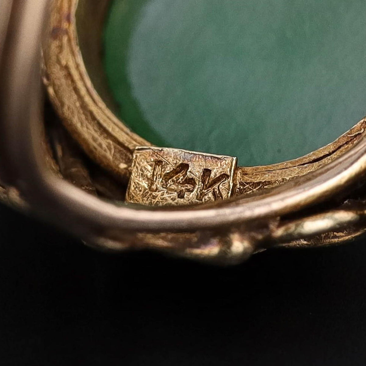 Art Nouveau Jade Ring of 14k Gold - Trademark Antiques
