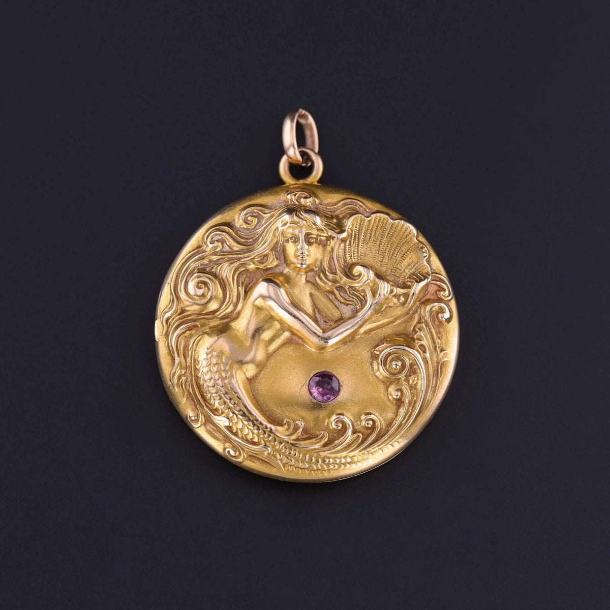 Art Nouveau Mermaid Locket of 10k Gold - Trademark Antiques