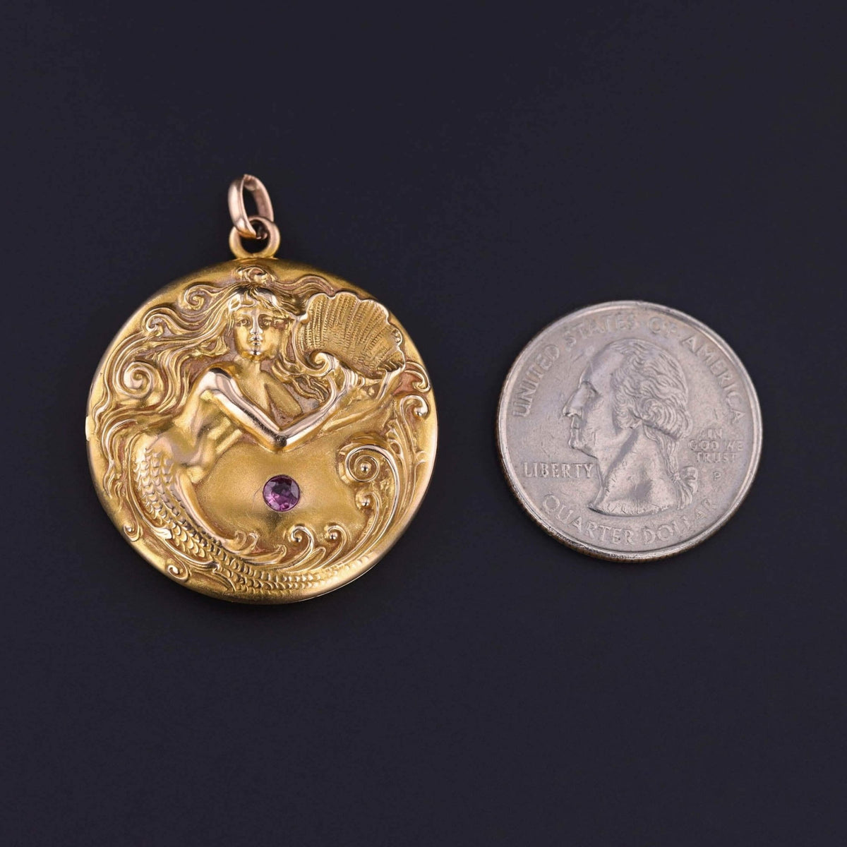 Art Nouveau Mermaid Locket of 10k Gold - Trademark Antiques