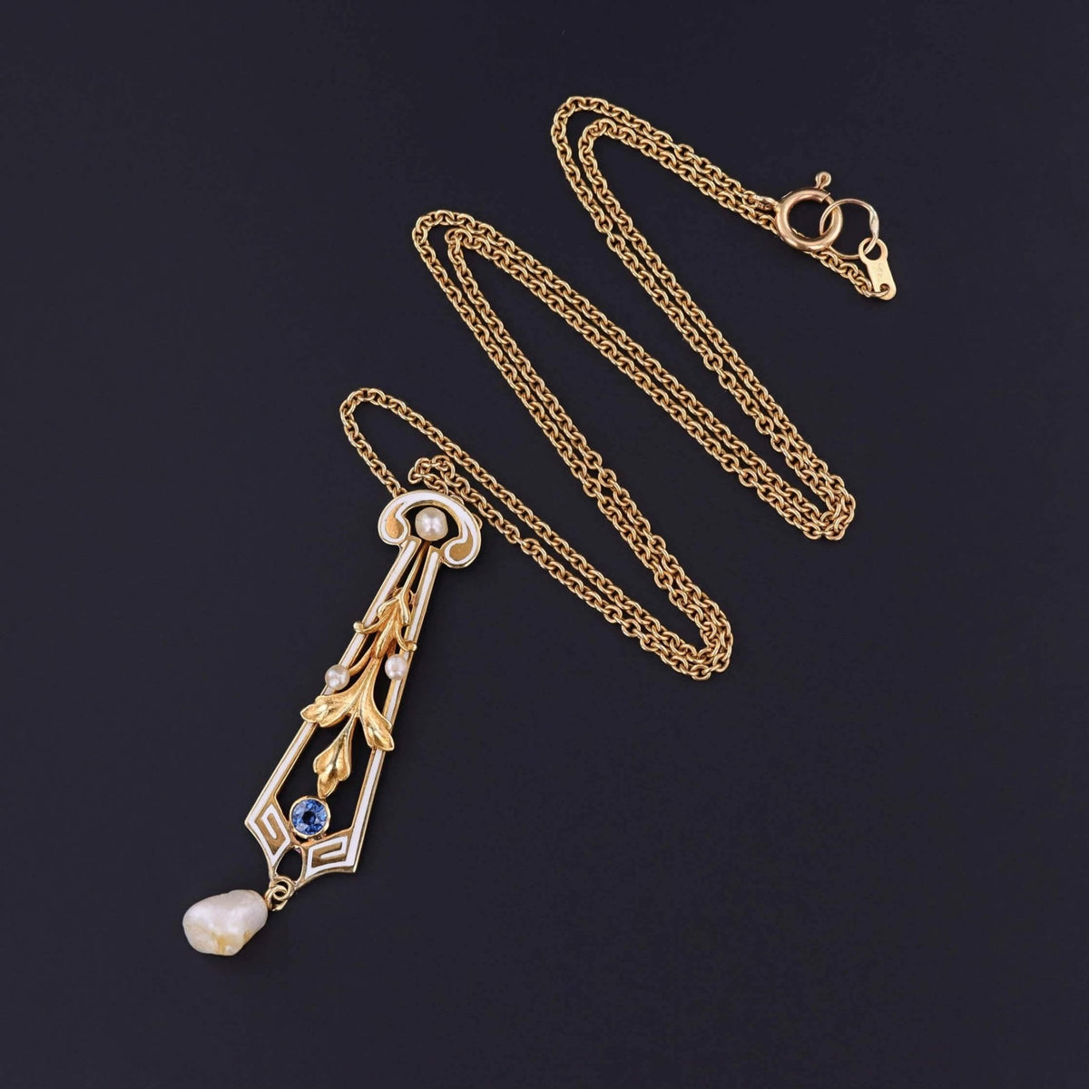 Art Nouveau Necklace of 14k Gold - Trademark Antiques
