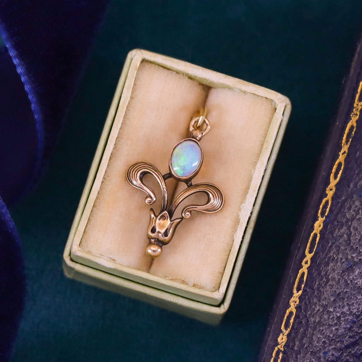 Art Nouveau Opal Charm of 9k Gold - Trademark Antiques