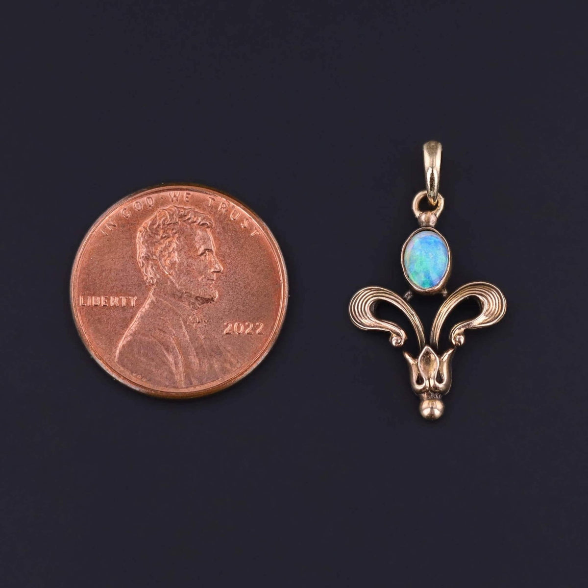 Art Nouveau Opal Charm of 9k Gold - Trademark Antiques