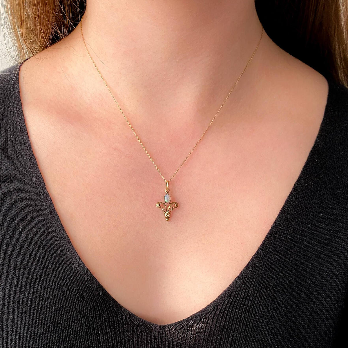 Art Nouveau Opal Charm of 9k Gold - Trademark Antiques