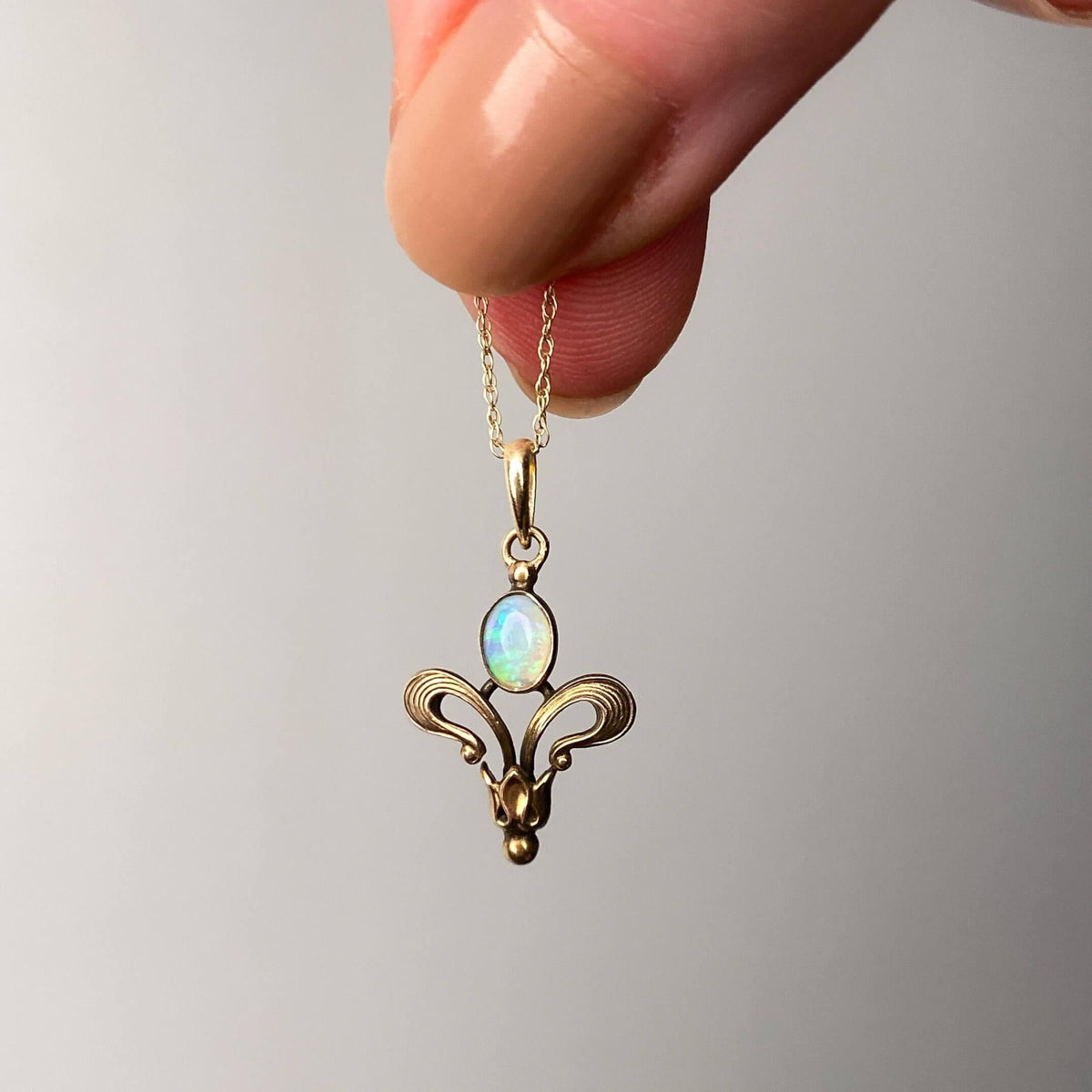 Art Nouveau Opal Charm of 9k Gold - Trademark Antiques