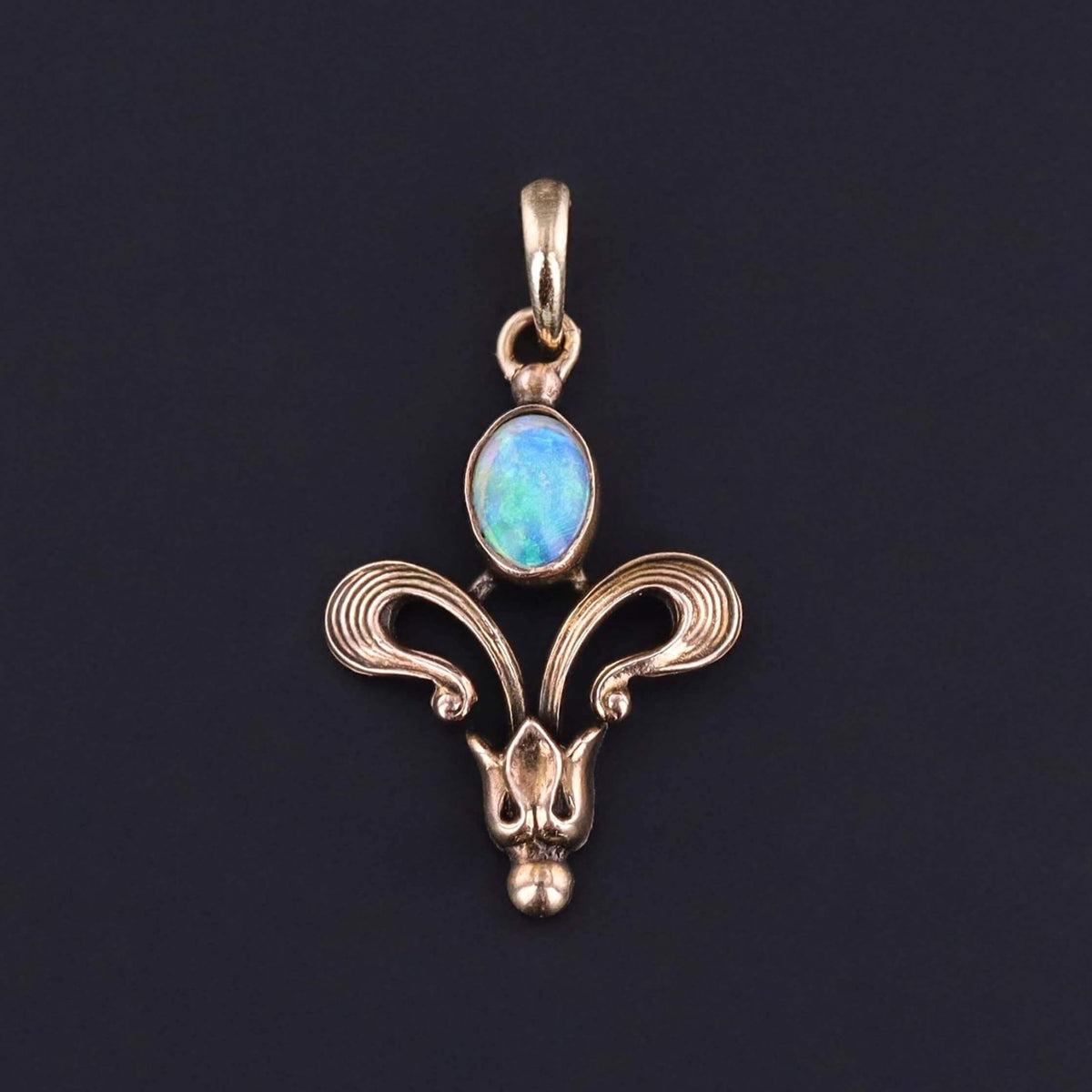 Art Nouveau Opal Charm of 9k Gold - Trademark Antiques