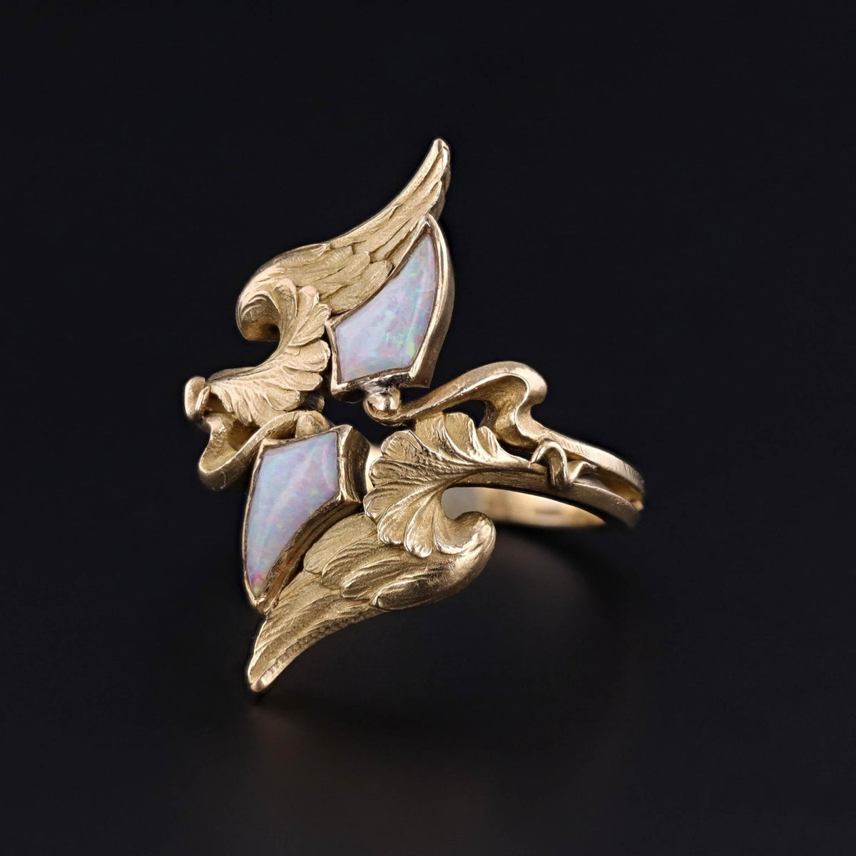 Art Nouveau Opal Wing Ring of 18k Gold - Trademark Antiques