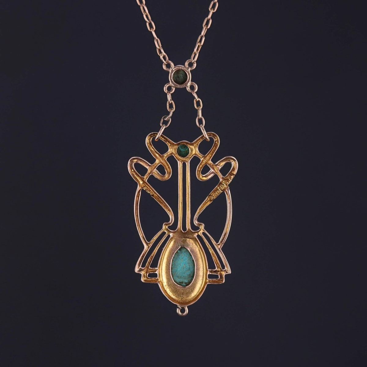 Art Nouveau or Jugendstil Turquoise Necklace of 9ct Gold - Trademark Antiques