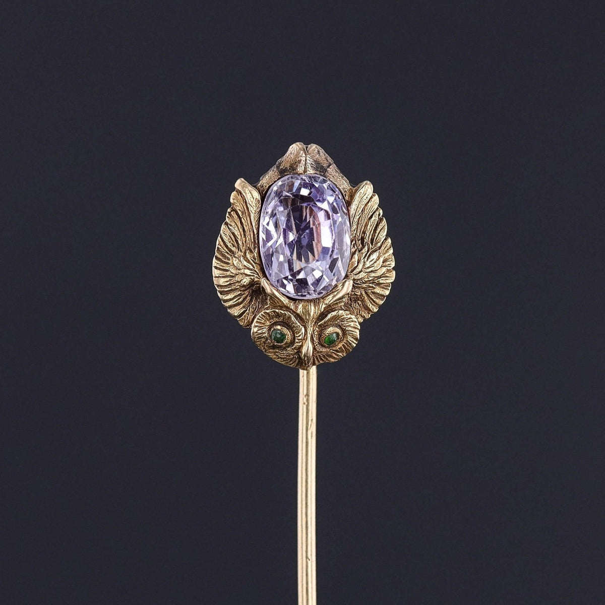 Art Nouveau Owl Stickpin of 14k Gold - Trademark Antiques