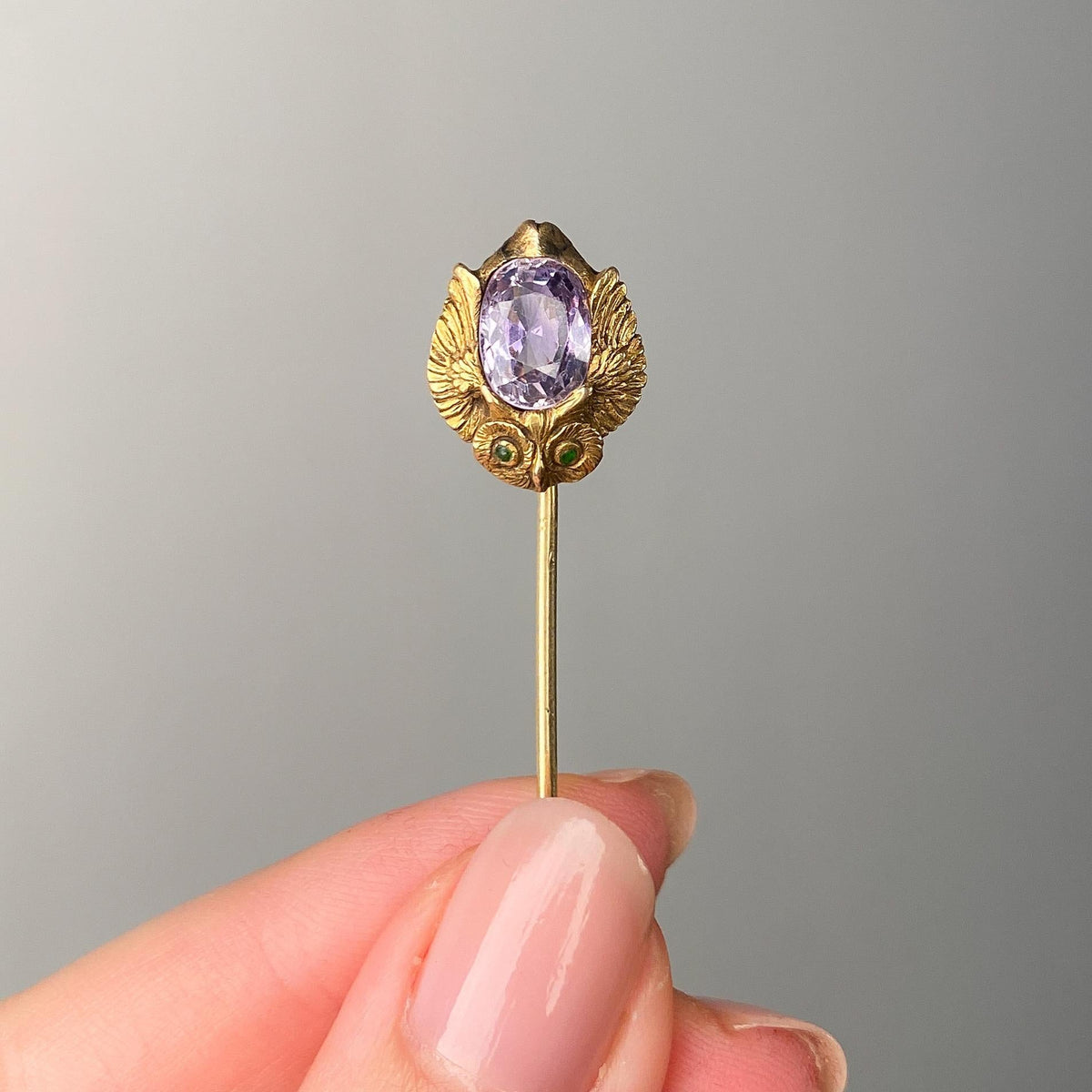 Art Nouveau Owl Stickpin of 14k Gold - Trademark Antiques