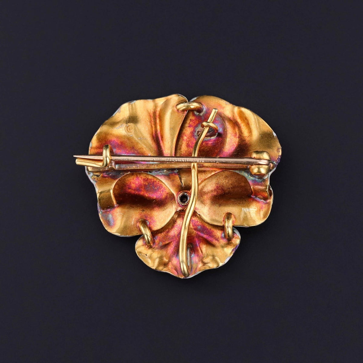 Art Nouveau Pansy Brooch of 14k Gold - Trademark Antiques