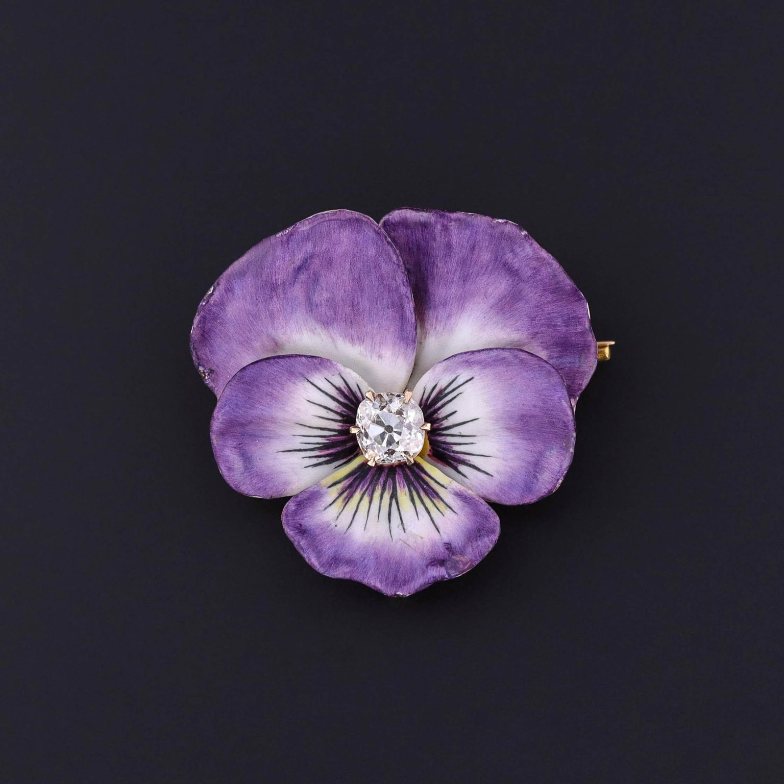 Art Nouveau Pansy Brooch of 14k Gold - Trademark Antiques