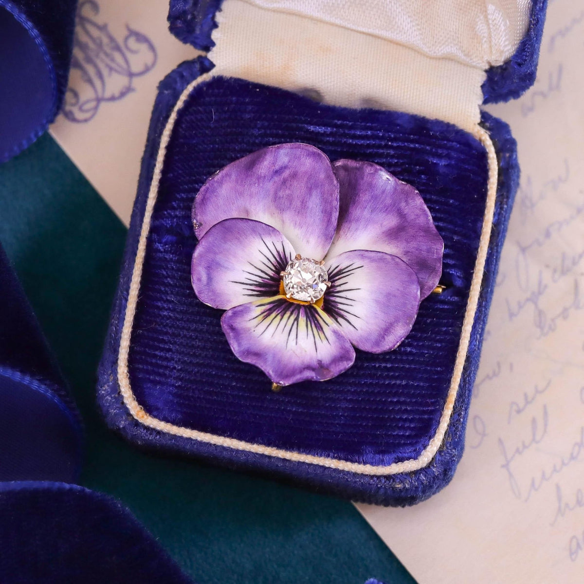 Art Nouveau Pansy Brooch of 14k Gold - Trademark Antiques