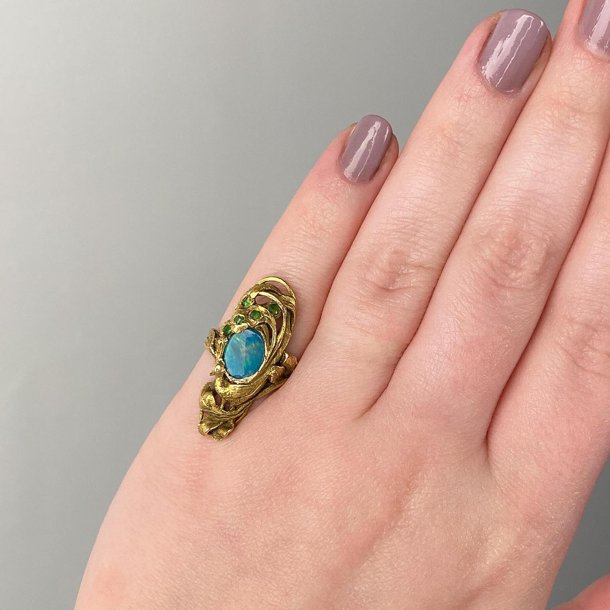 Art Nouveau Peacock Ring of 14k Gold by Walton &amp; Co. - Trademark Antiques