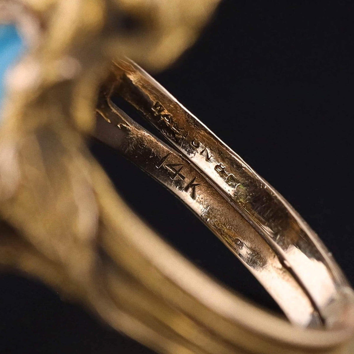 Art Nouveau Peacock Ring of 14k Gold by Walton &amp; Co. - Trademark Antiques