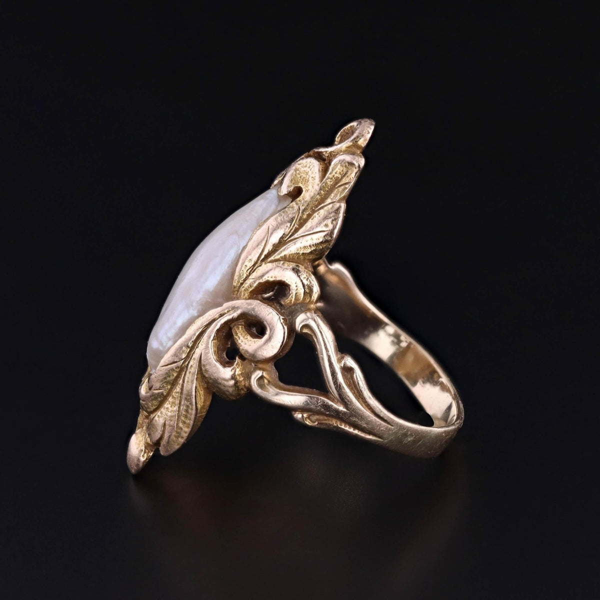 Art Nouveau Pearl Ring of 14k Gold - Trademark Antiques