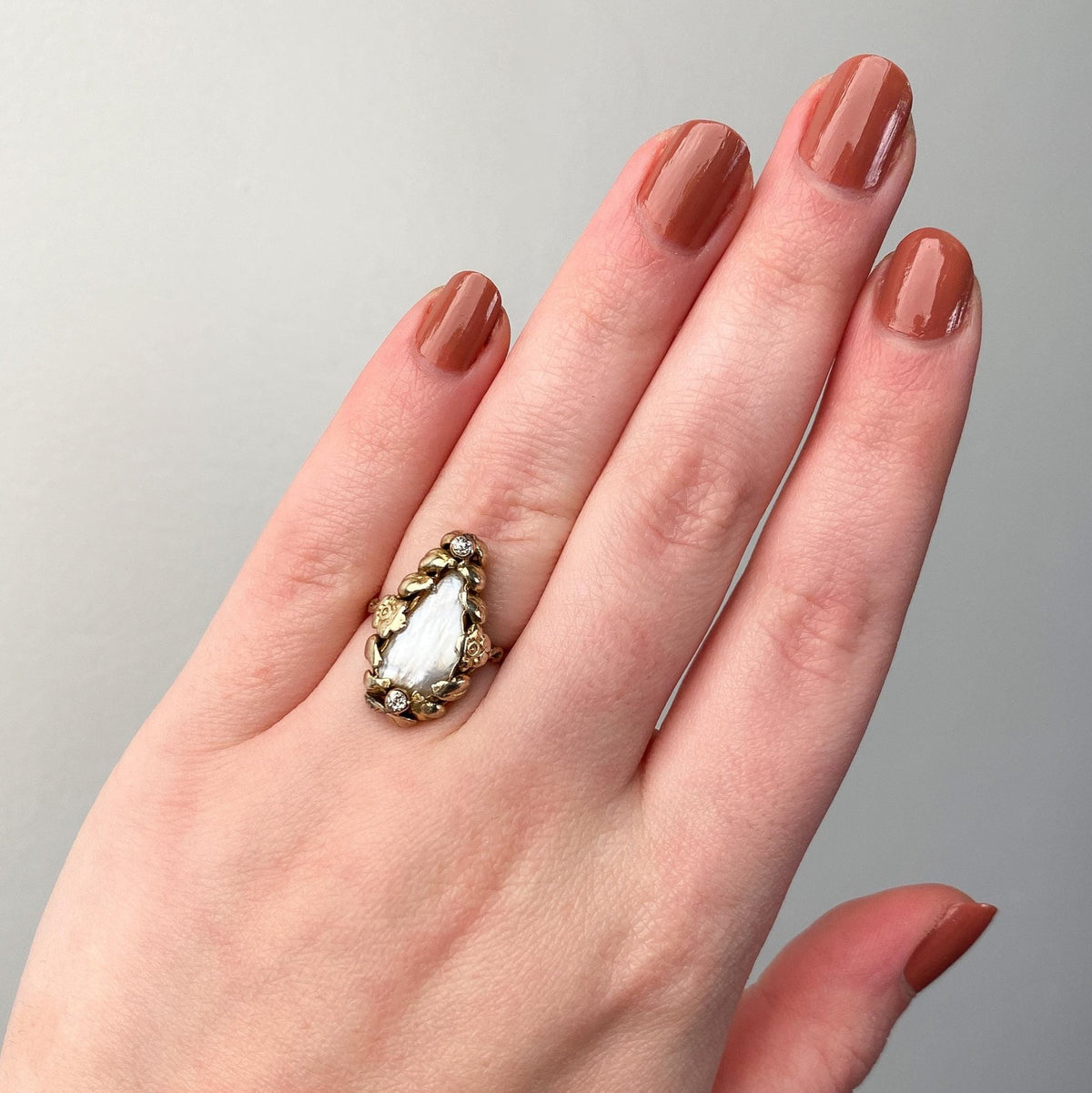 Art Nouveau Pearl Ring of 14k Gold - Trademark Antiques