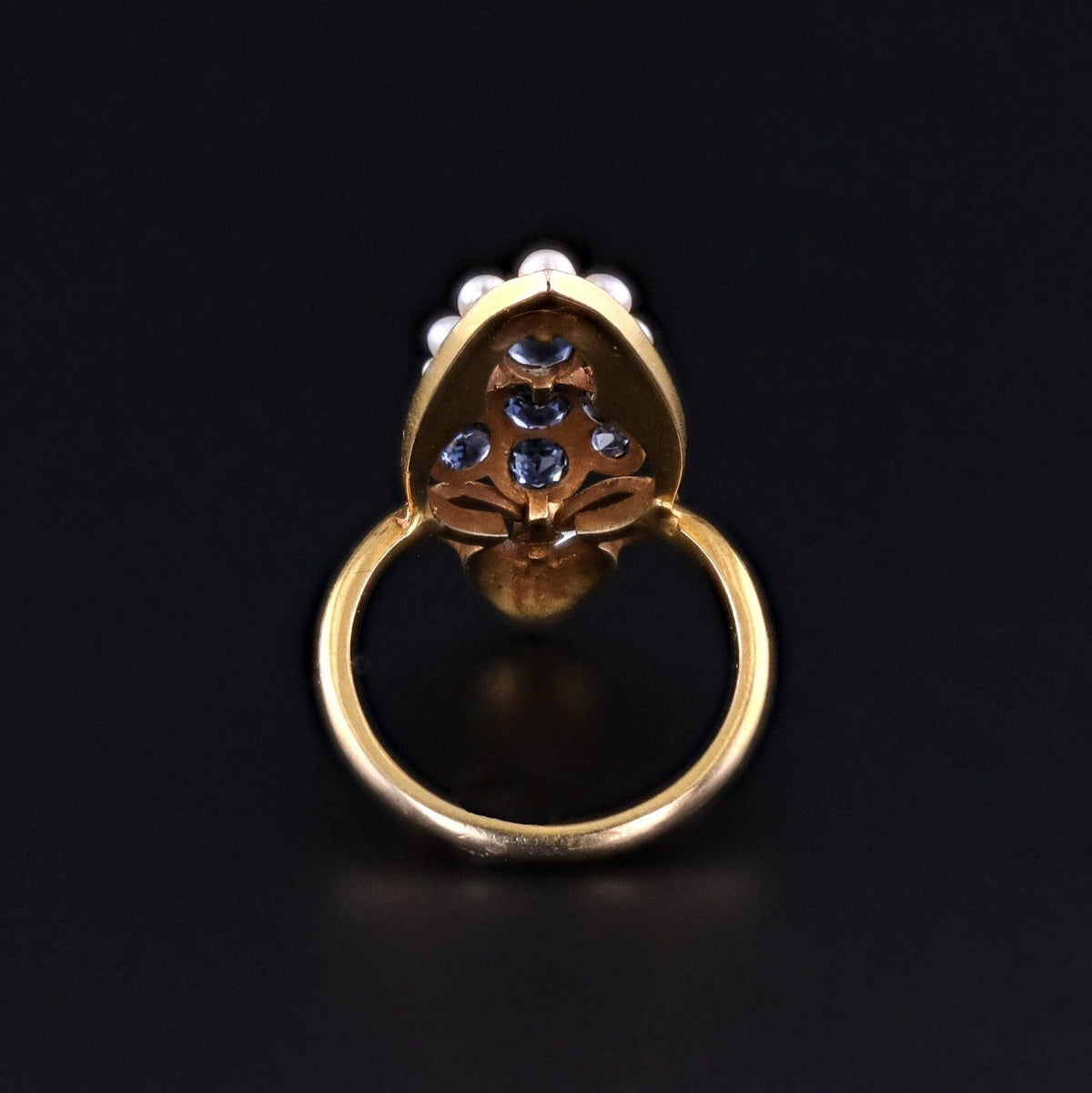 Art Nouveau Sapphire and Pearl Ring of 14k Gold - Trademark Antiques