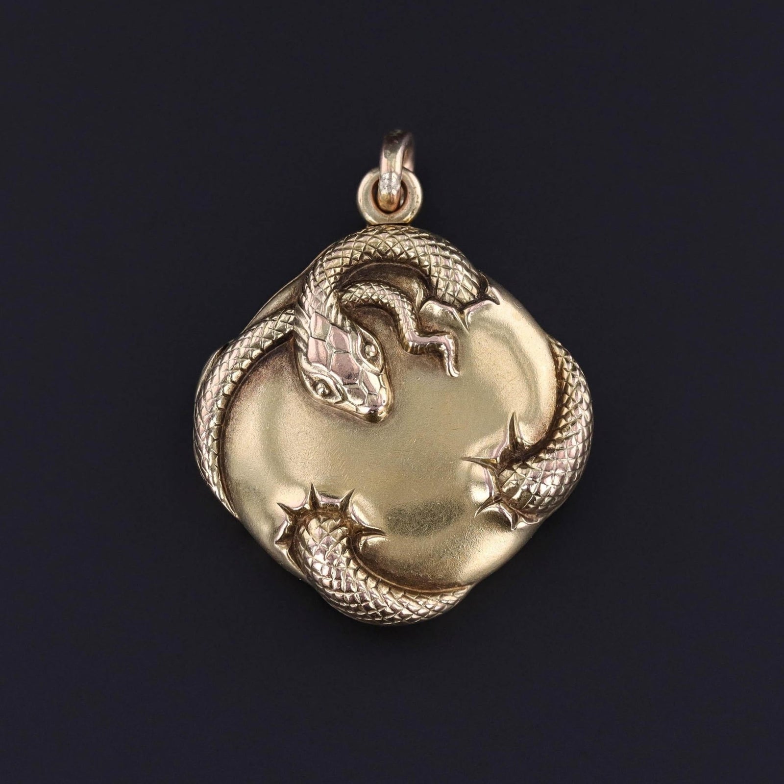 Art Nouveau Snake Locket of 14k Gold - Trademark Antiques