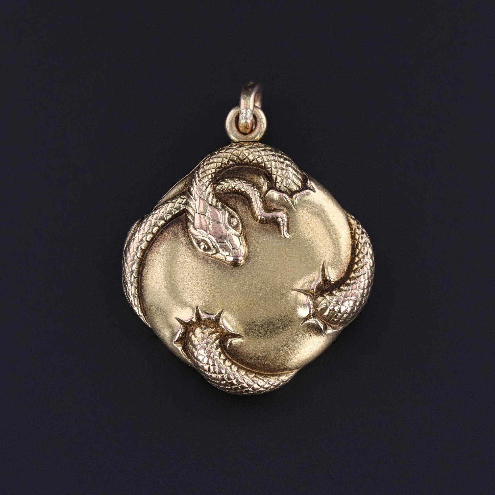 Art Nouveau Snake Locket of 14k Gold - Trademark Antiques