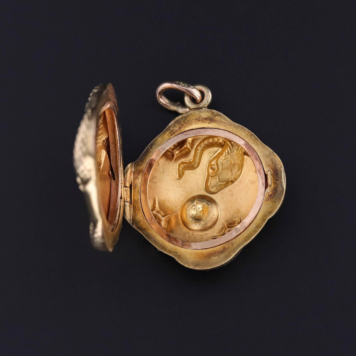 Art Nouveau Snake Locket of 14k Gold - Trademark Antiques