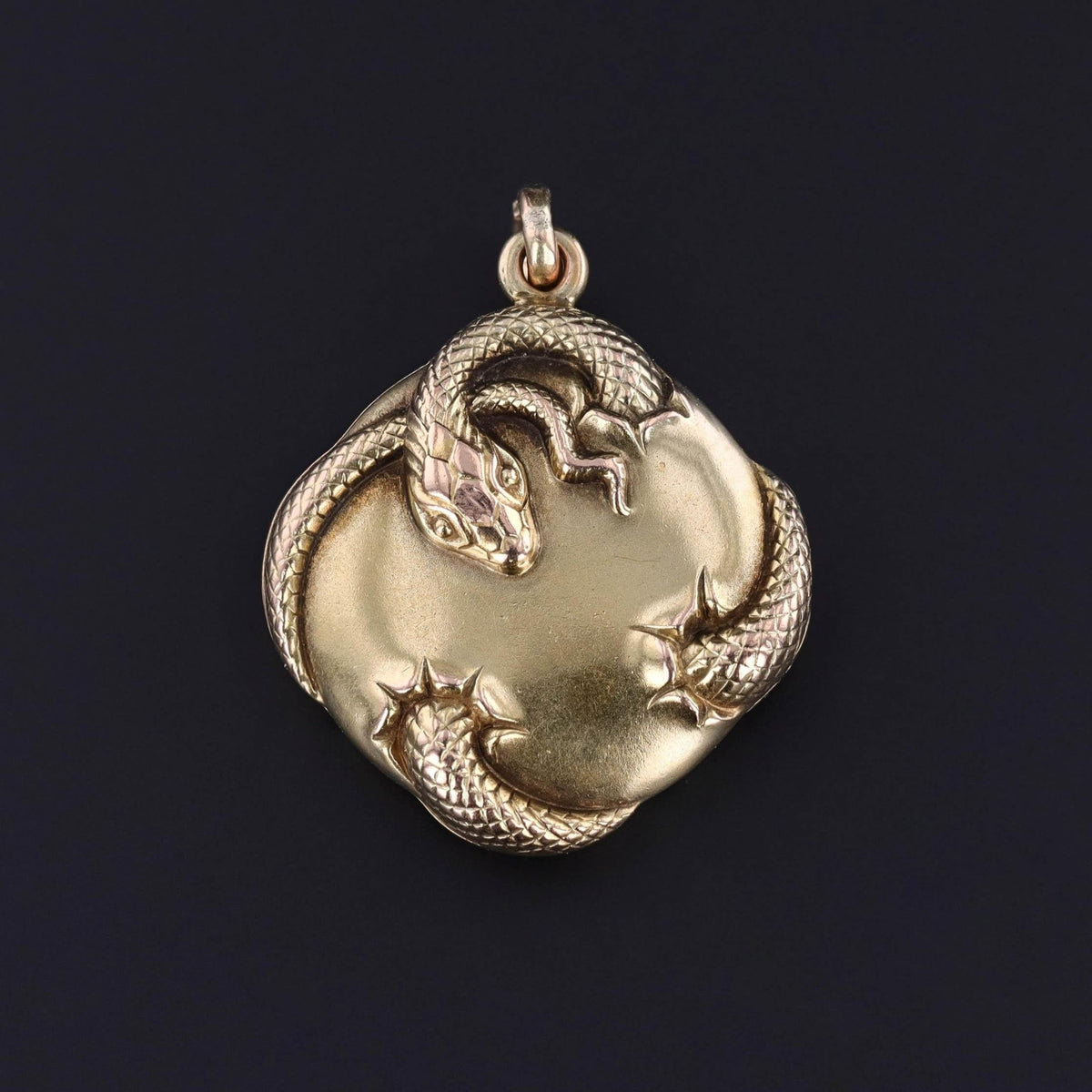 Art Nouveau Snake Locket of 14k Gold - Trademark Antiques
