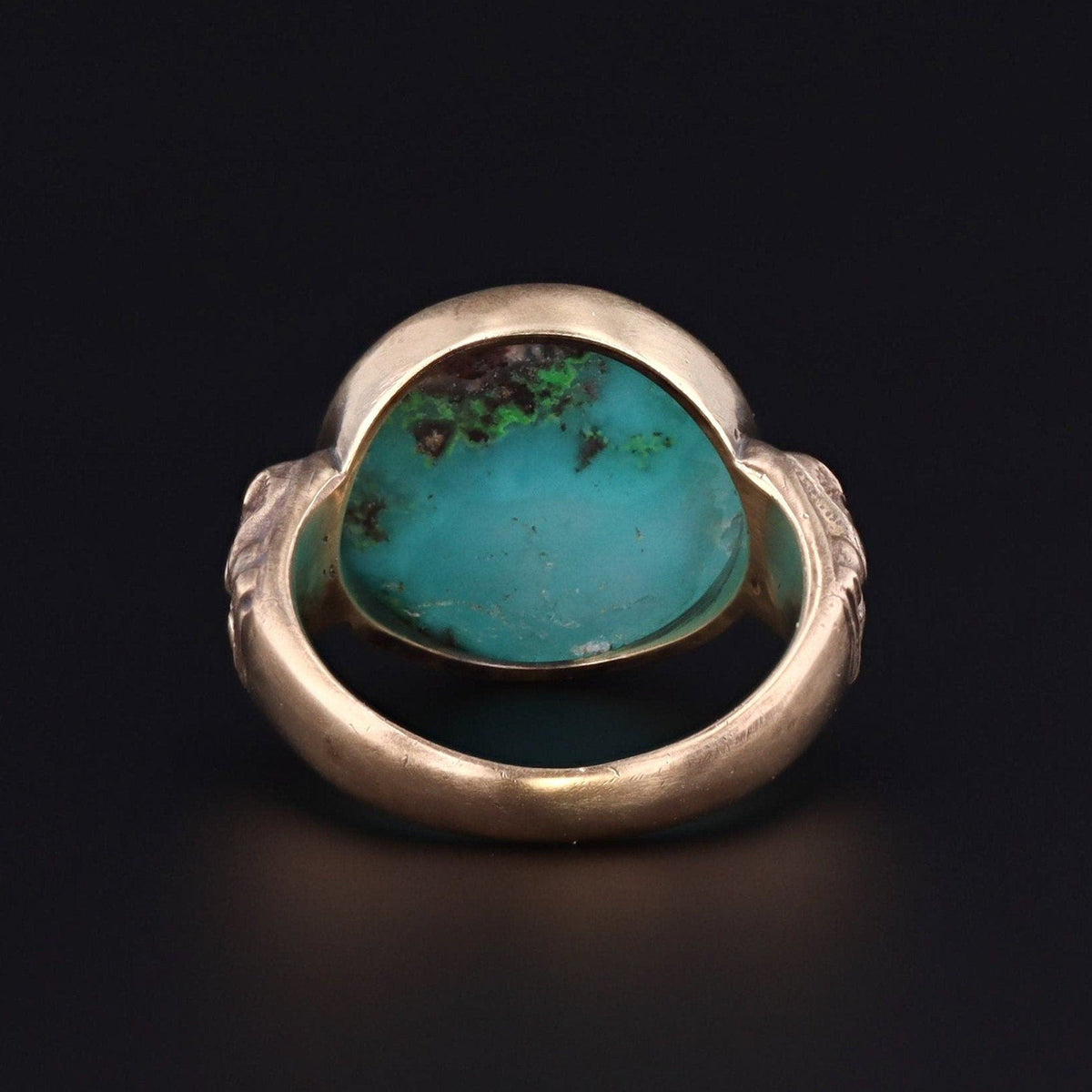 Art Nouveau Style Gem Silica Pharaoh Ring of 14k Gold - Trademark Antiques