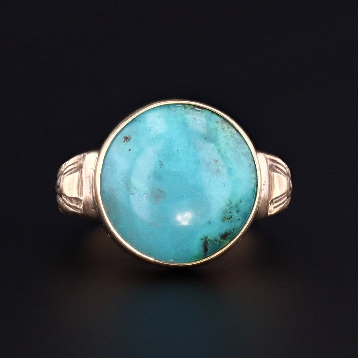 Art Nouveau Style Gem Silica Pharaoh Ring of 14k Gold - Trademark Antiques