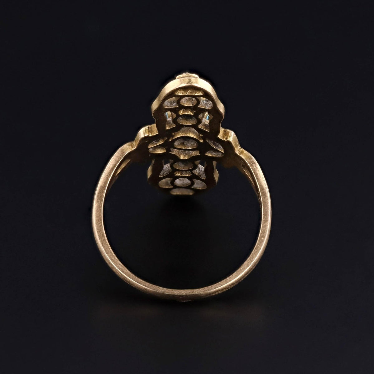 Art Nouveau Turquoise and Diamond Ring of 18k Gold - Trademark Antiques