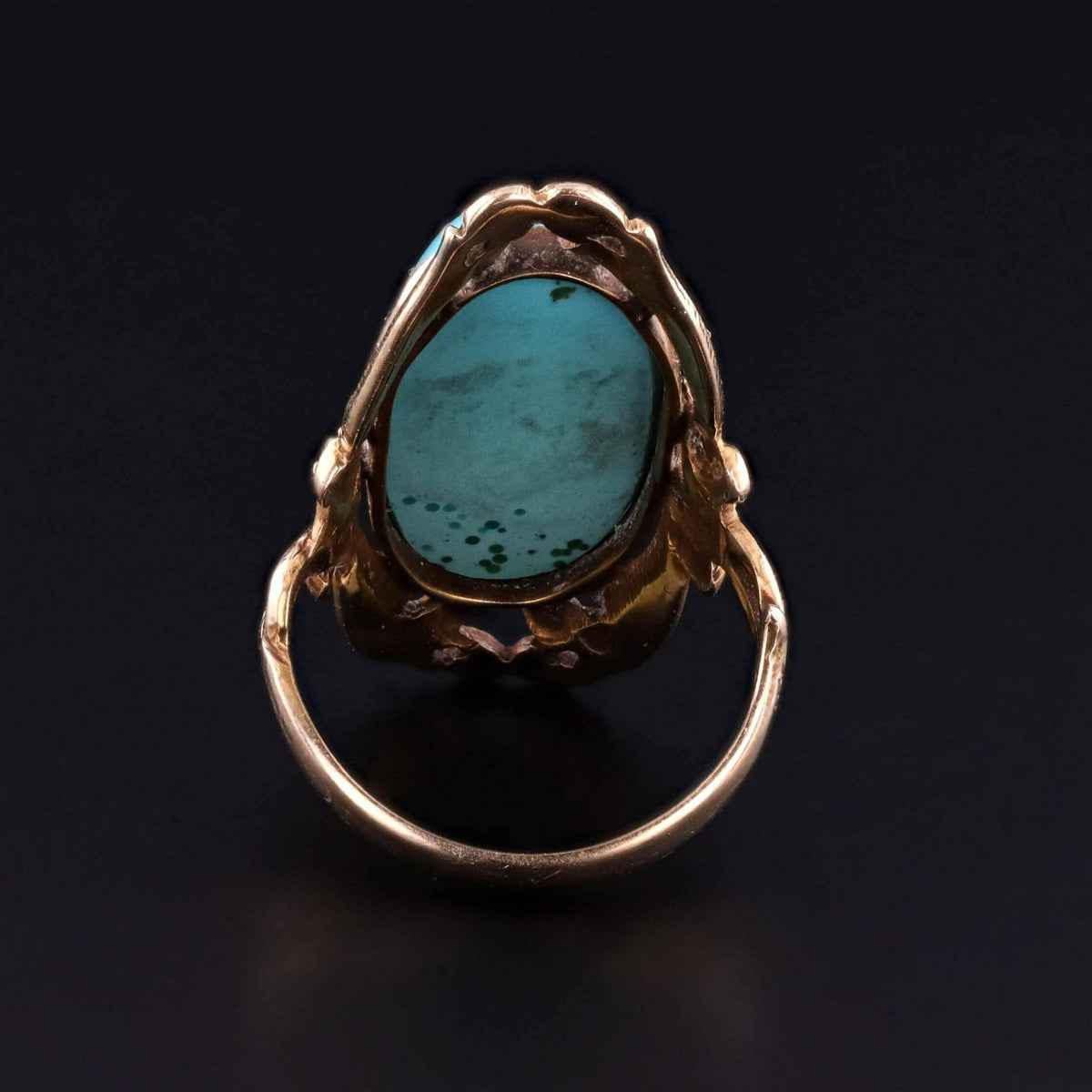Art Nouveau Turquoise Ring of 10k Gold - Trademark Antiques