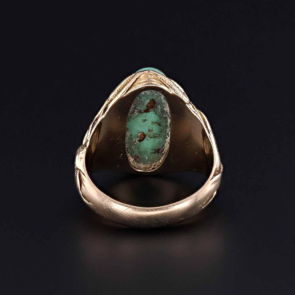 Art Nouveau Turquoise Ring of 14k Gold - Trademark Antiques
