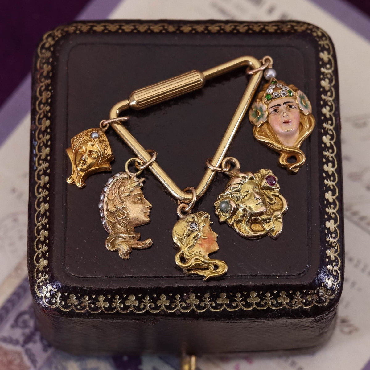 Art Nouveau Woman Charm of 14k Gold - Trademark Antiques