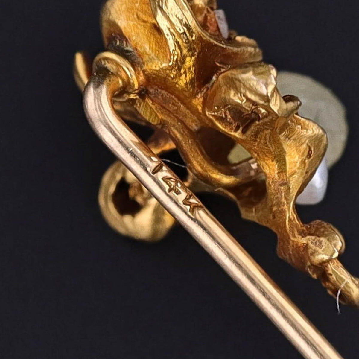 Art Novueau Gargoyle Stickpin of 14k Gold - Trademark Antiques