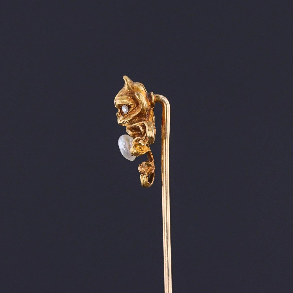 Art Novueau Gargoyle Stickpin of 14k Gold - Trademark Antiques