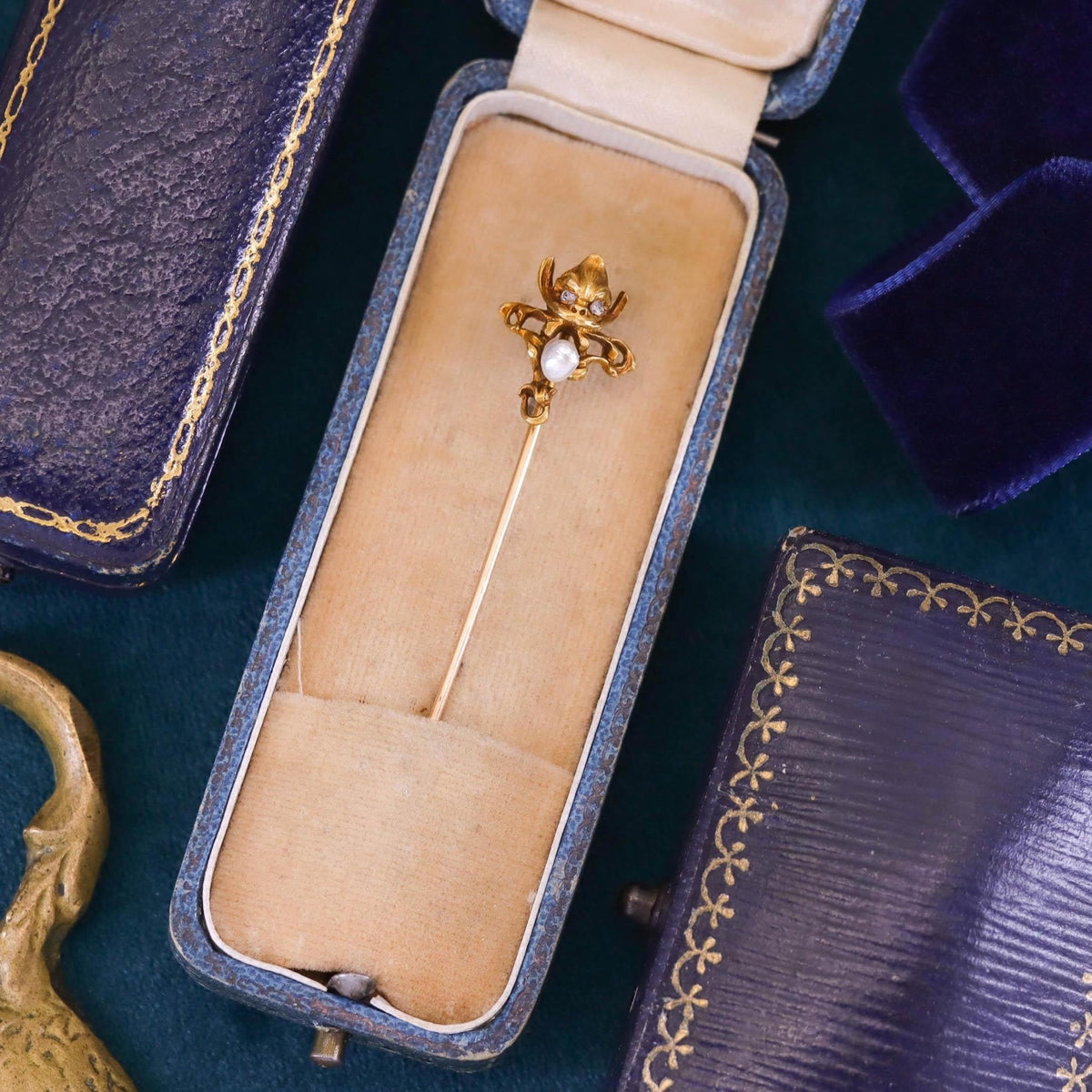 Art Novueau Gargoyle Stickpin of 14k Gold - Trademark Antiques