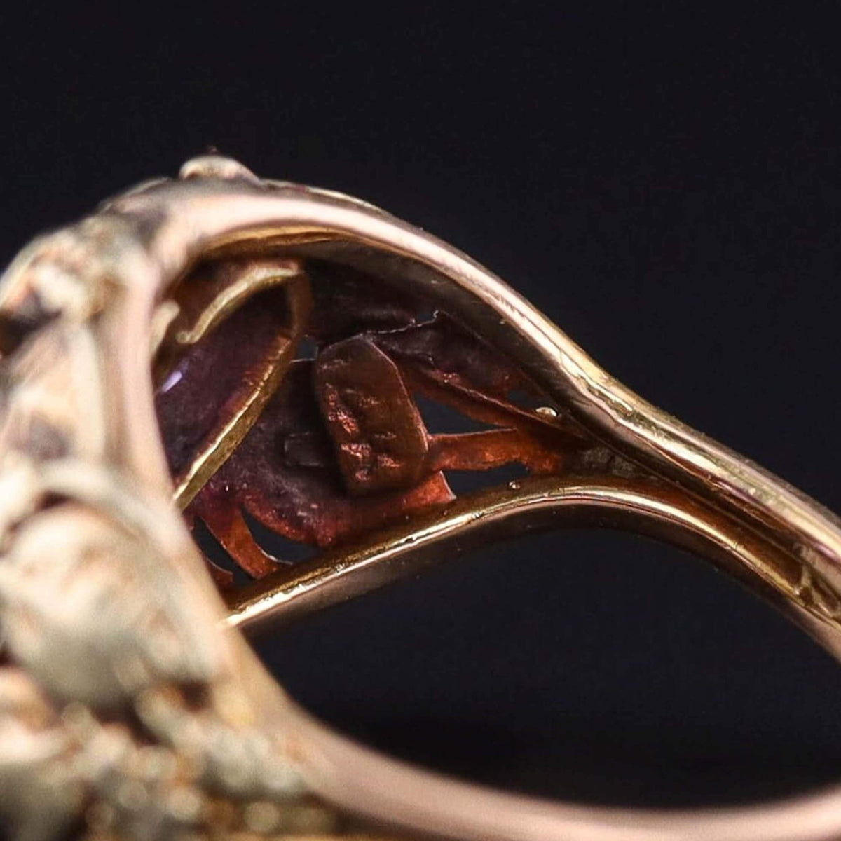 Arts and Crafts Amethyst and Sapphire Ring of 14k Gold - Trademark Antiques