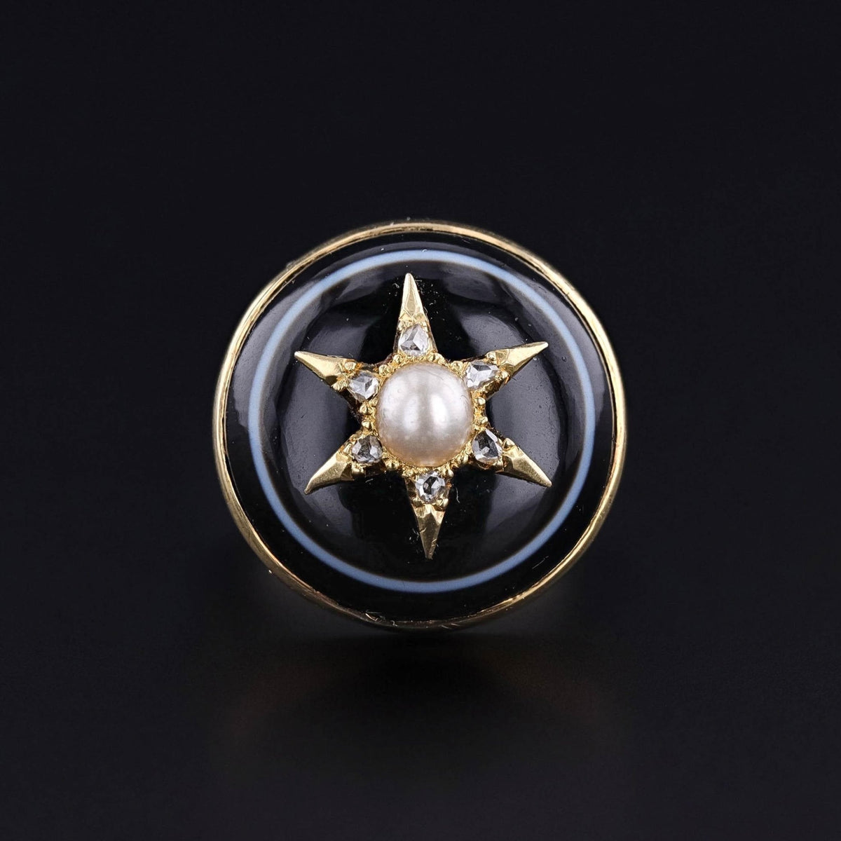 Banded Agate Star Ring of 14k Gold - Trademark Antiques