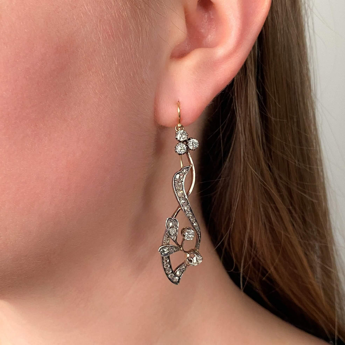 Belle Epoque Convertible Diamond Necklace of 18k Gold and Silver - Trademark Antiques