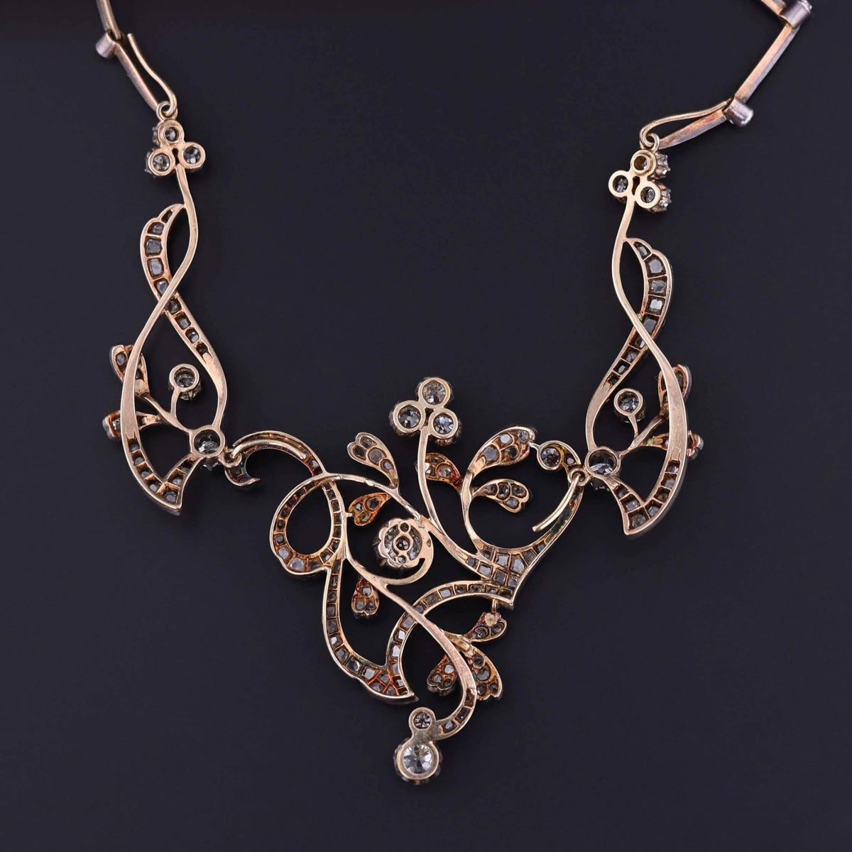 Belle Epoque Convertible Diamond Necklace of 18k Gold and Silver - Trademark Antiques