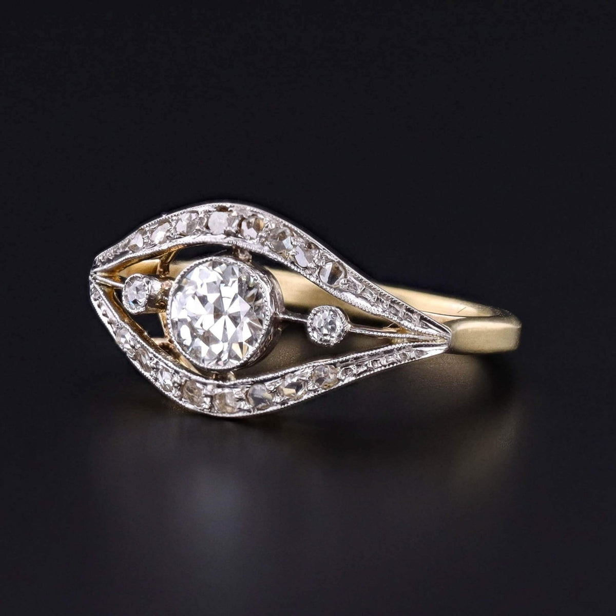 Belle Epoque Diamond Evil Eye Ring of 18k Gold - Trademark Antiques