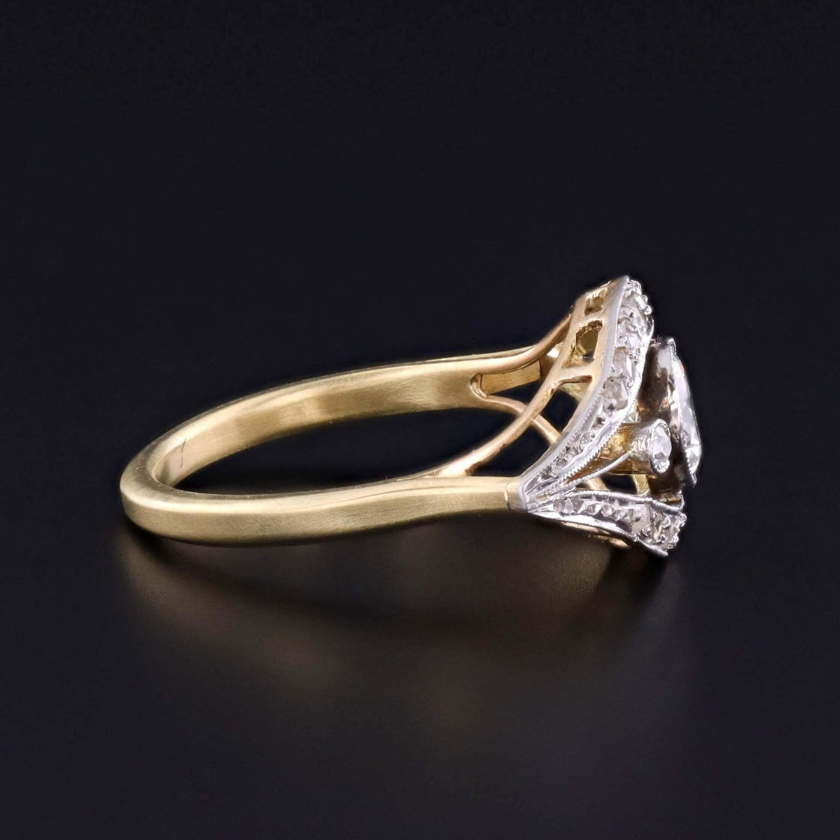 Belle Epoque Diamond Evil Eye Ring of 18k Gold - Trademark Antiques