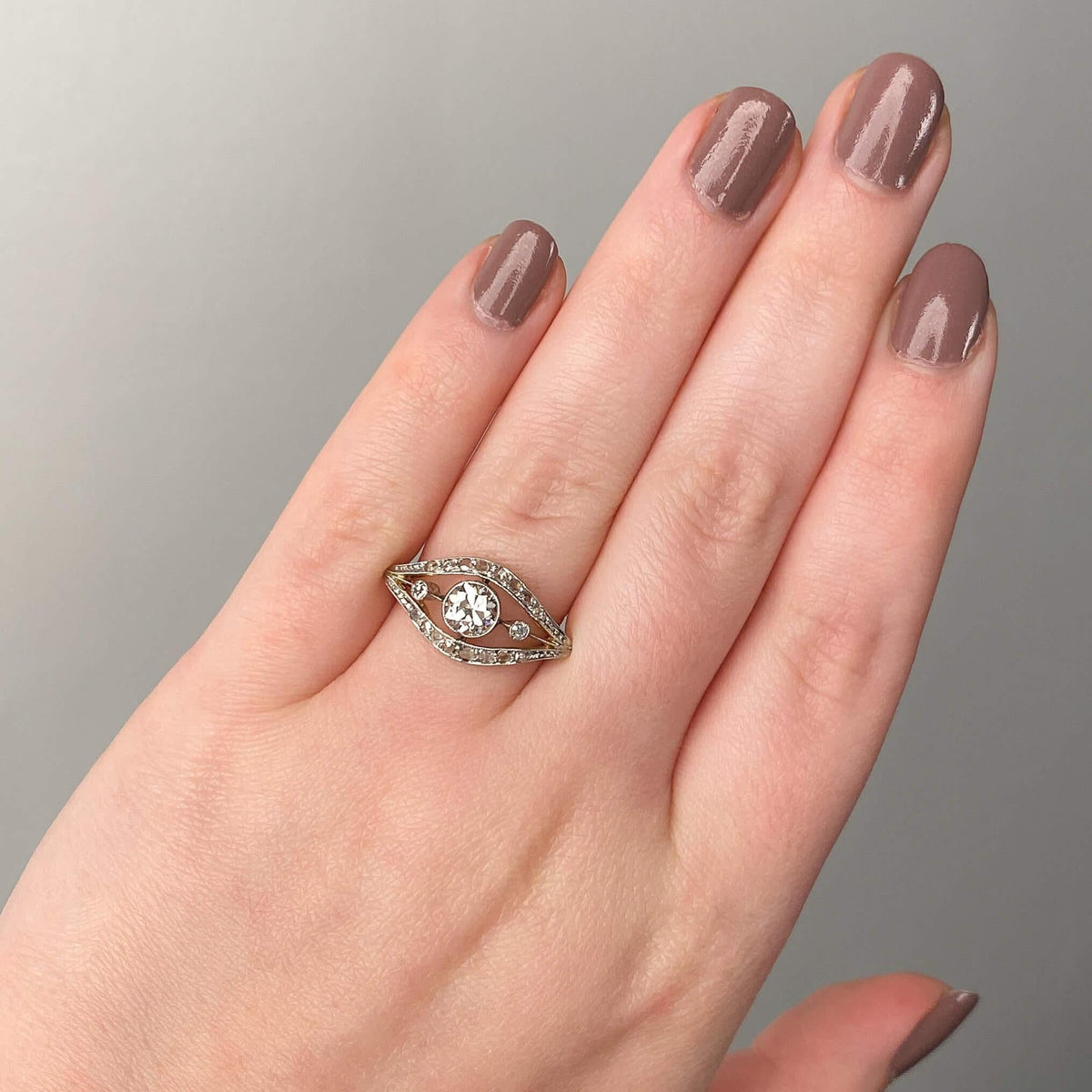 Belle Epoque Diamond Evil Eye Ring of 18k Gold - Trademark Antiques