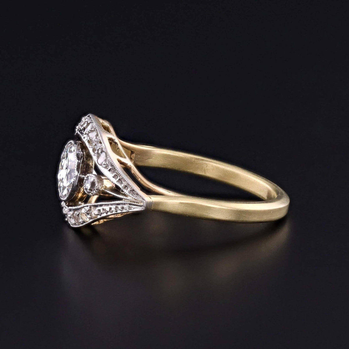 Belle Epoque Diamond Evil Eye Ring of 18k Gold - Trademark Antiques
