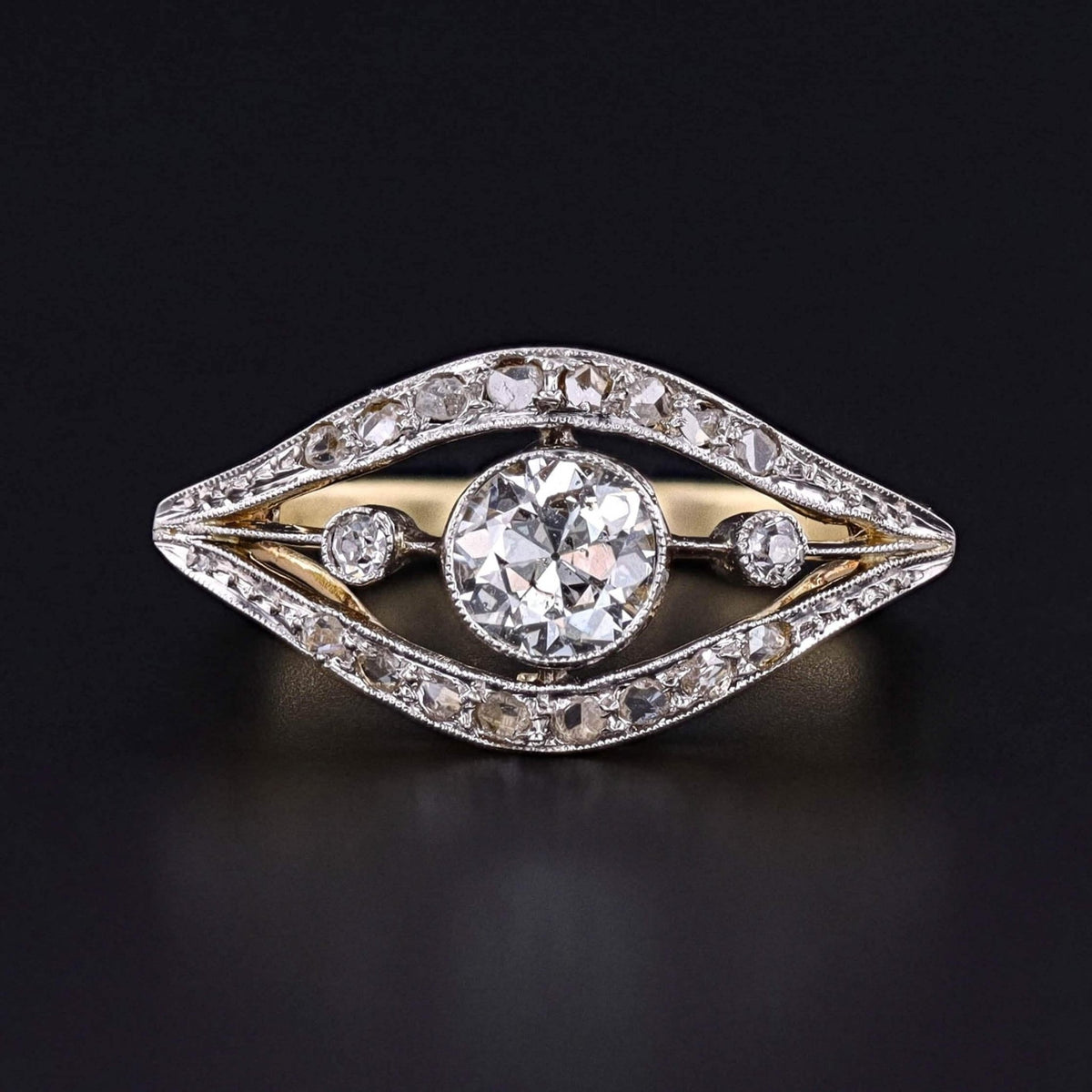 Belle Epoque Diamond Evil Eye Ring of 18k Gold - Trademark Antiques