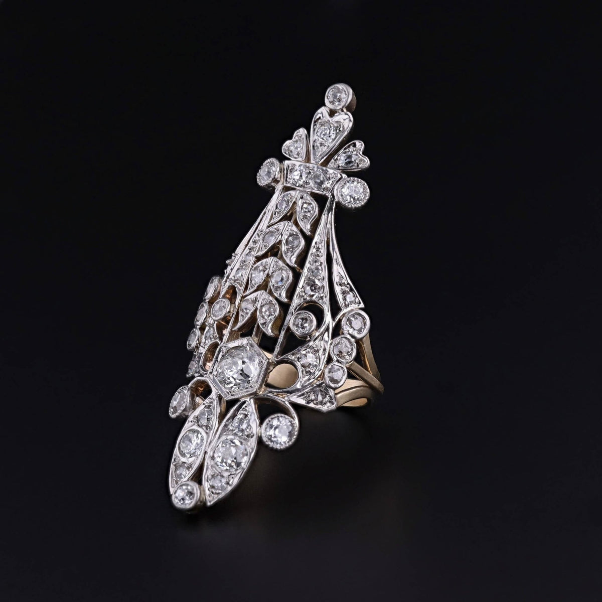 Belle Epoque Diamond Ring of Platinum and 14k Gold - Trademark Antiques