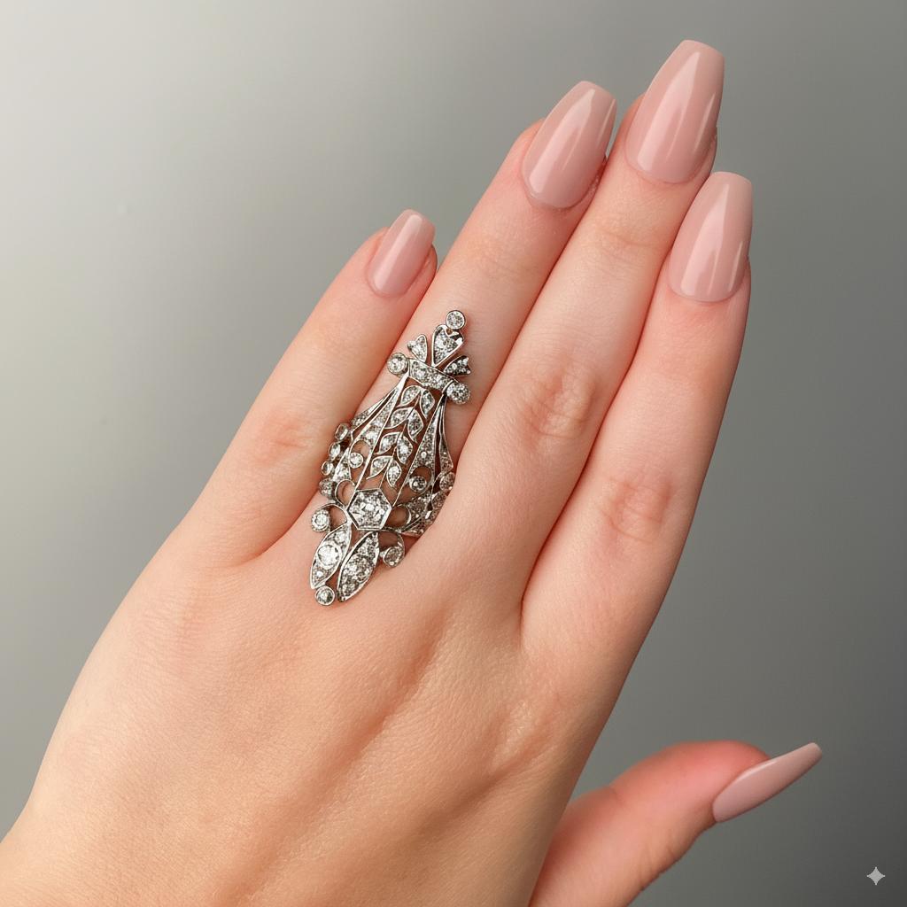 Belle Epoque Diamond Ring of Platinum and 14k Gold - Trademark Antiques