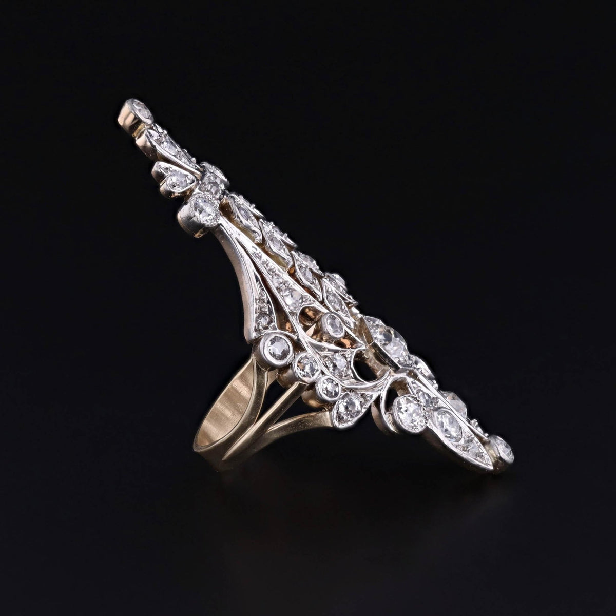 Belle Epoque Diamond Ring of Platinum and 14k Gold - Trademark Antiques