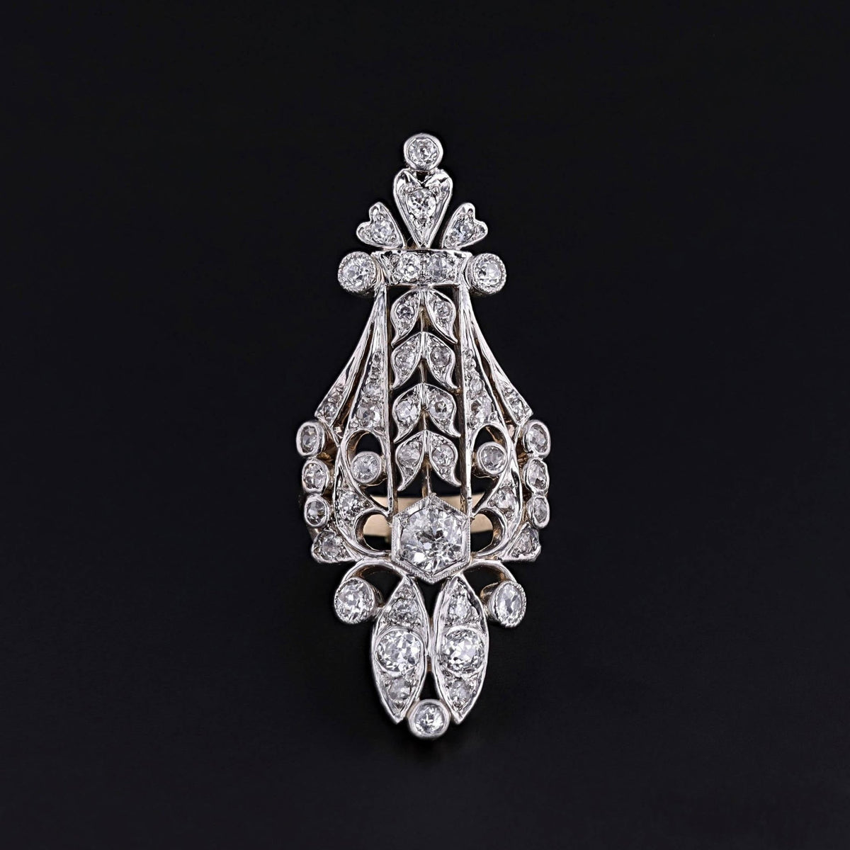 Belle Epoque Diamond Ring of Platinum and 14k Gold - Trademark Antiques