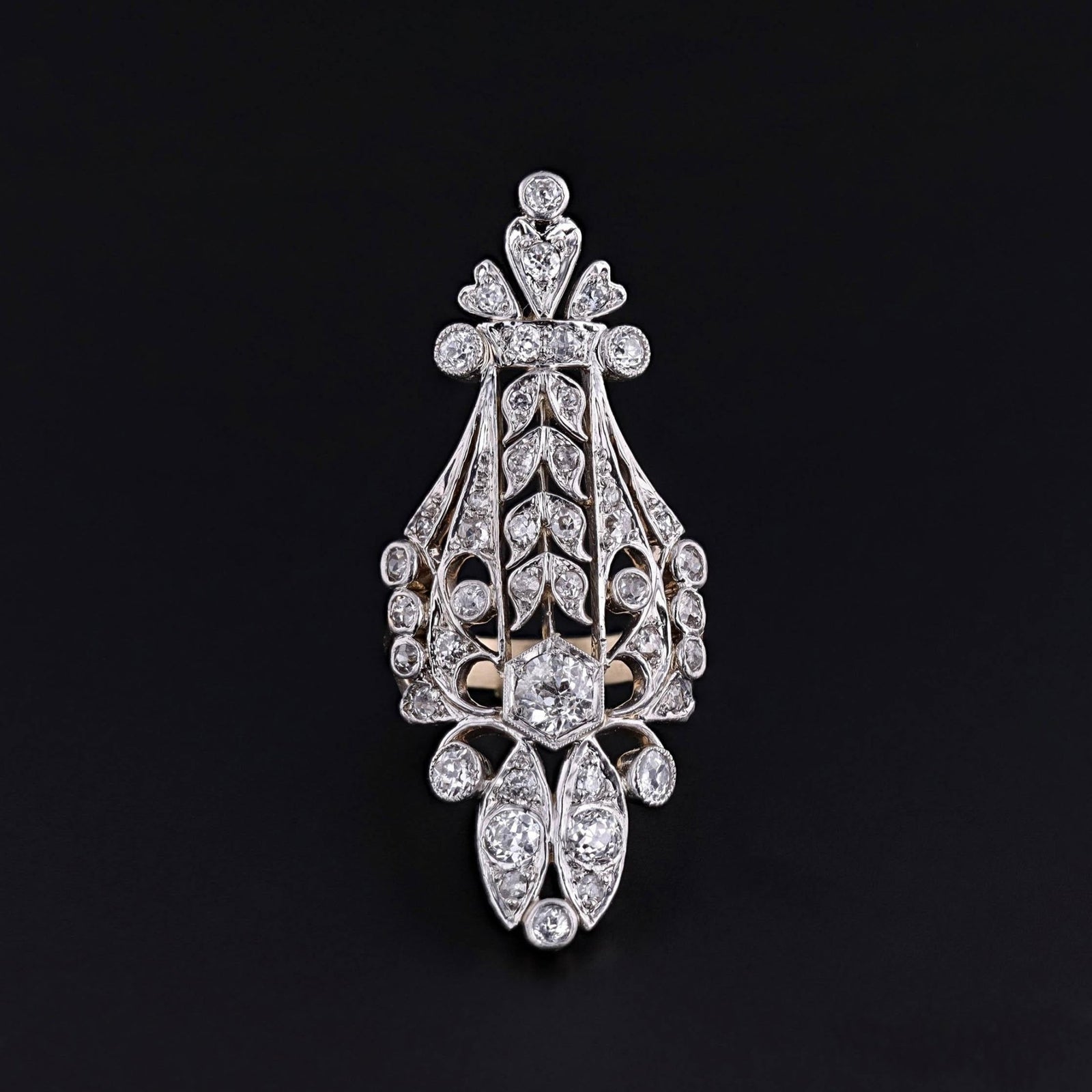 Belle Epoque Diamond Ring of Platinum and 14k Gold - Trademark Antiques